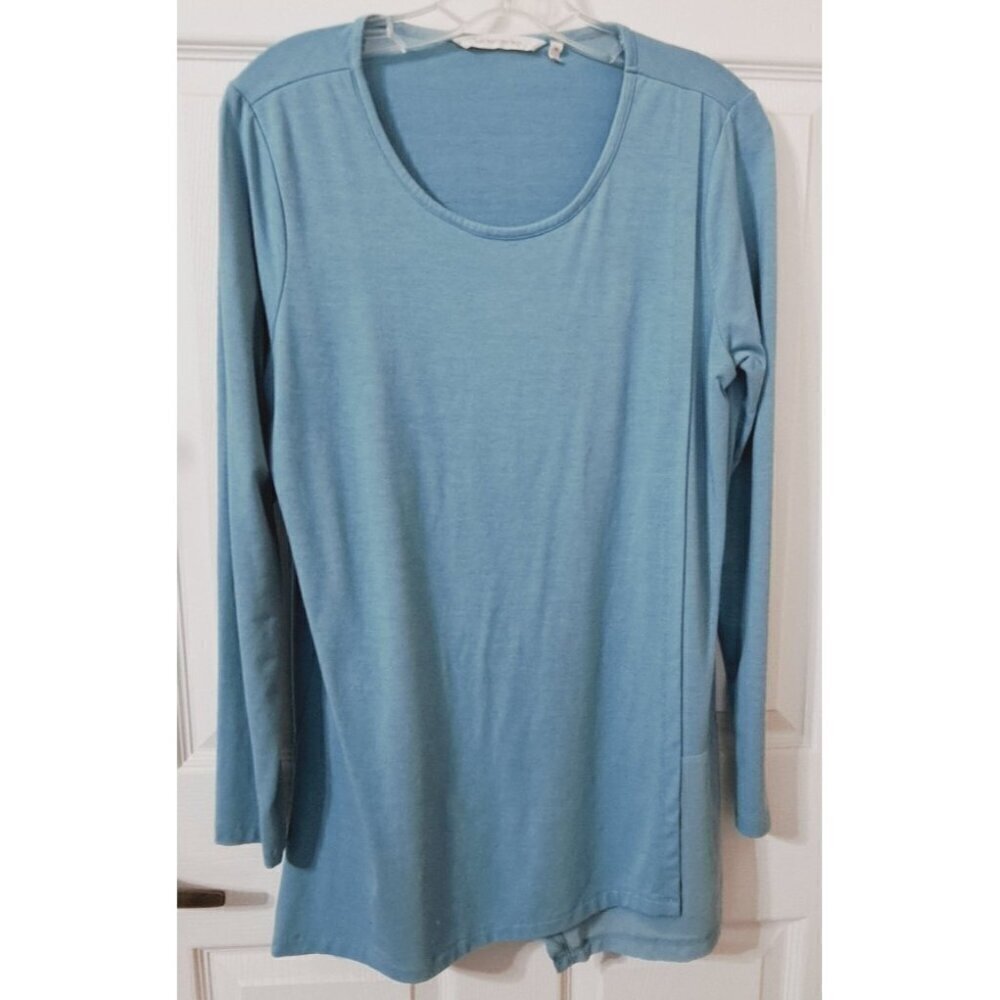 Soft Surroundings Women's M Touch of Sheer Blue Long Sleeve Tunic